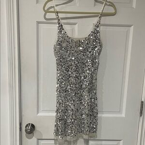 Arden B Sparkling Silver Mini Dress